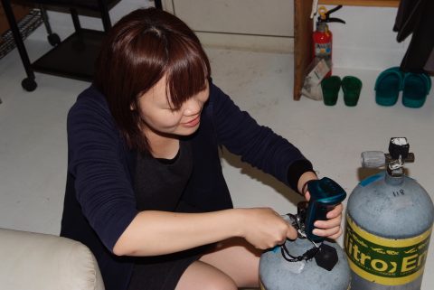 酸素濃度を計測中
